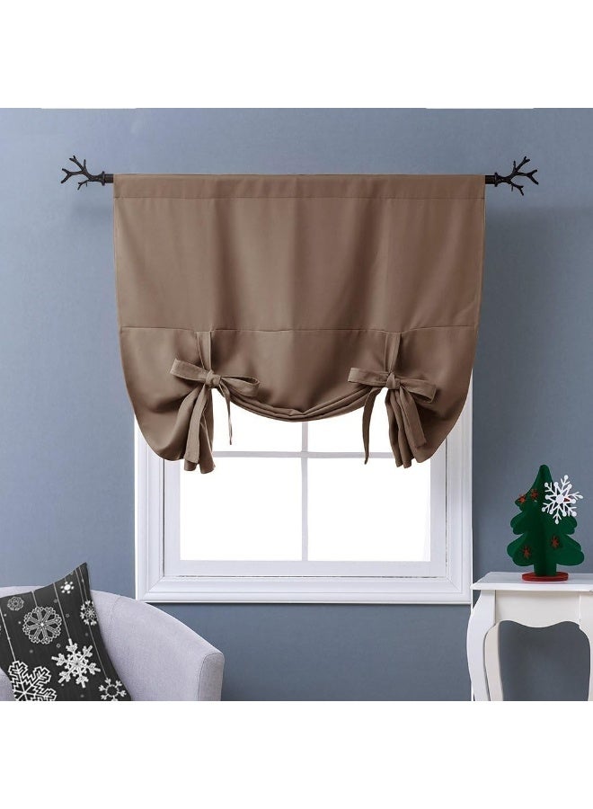 NICETOWN Balloon Shade Blackout Curtain  Thermal Insulated Tie Up Window Blind for Small WindowBedroom Cappuccino Rod Pocket Panel 46 inches W x 63 inches L - Image 5
