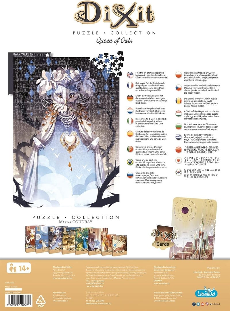 Libellud Dixit Queen of Owls 1000 Piece Jigsaw Puzzle - Fun Puzzle for Kids & Adults! Easy to Frame, Includes an Exclusive Dixit Card, Features Artwork from Marina Coudray, Ages 14+, Made - Image 5