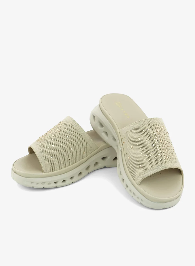 زينة 221-335 Zayna Ladies Casual Slides 3F2006-911 Beige