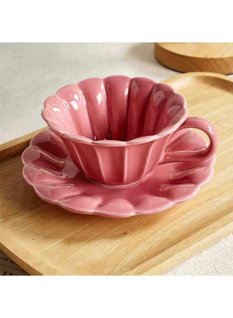 French floral ceramic coffee cup and saucer set - Image 1