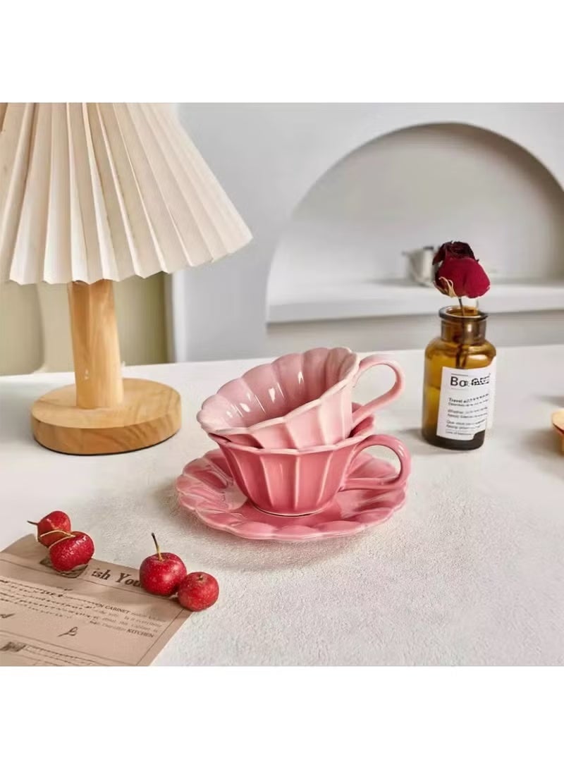 French floral ceramic coffee cup and saucer set - Image 3