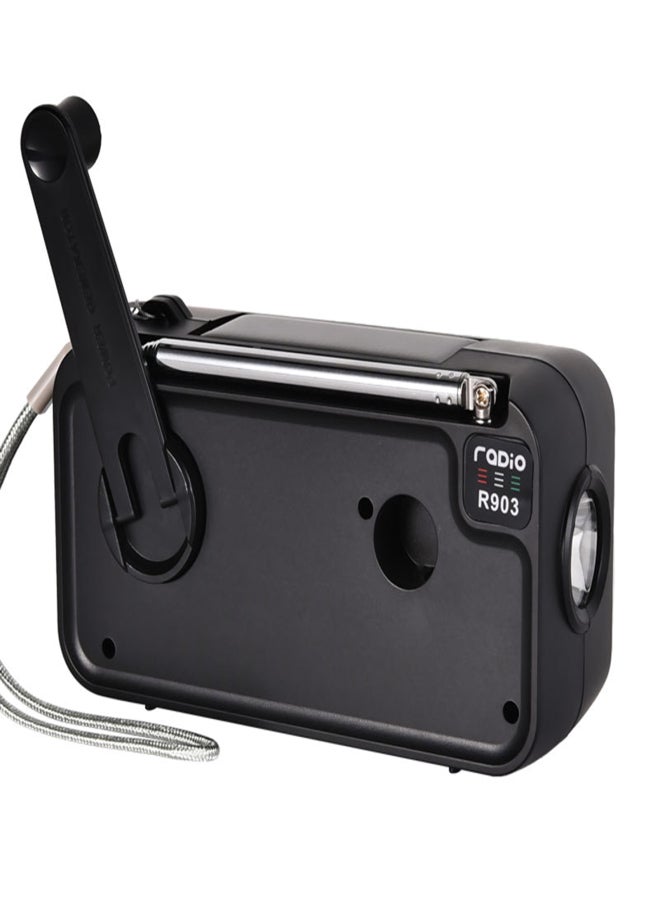 راديو طوارئ يعمل بالطاقة الشمسية، يُشحن عبر منفذ USB، محمول، مناسب للتخييم في الهواء الطلق، يدعم موجات FM/AM/SW، مزود بإنذار SOS ومصباح يدوي للقراءة. - Image 4