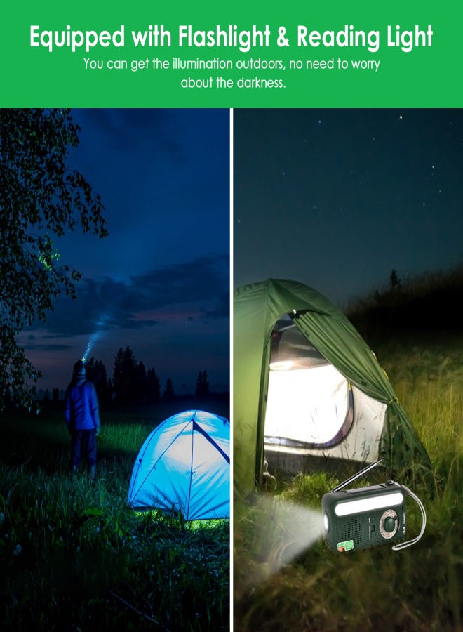 راديو طوارئ يعمل بالطاقة الشمسية، يُشحن عبر منفذ USB، محمول، مناسب للتخييم في الهواء الطلق، يدعم موجات FM/AM/SW، مزود بإنذار SOS ومصباح يدوي للقراءة. - Image 5