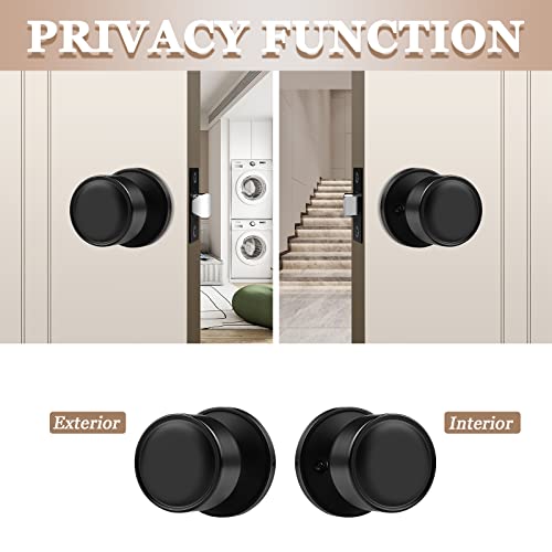 knobelite 4 Pack Black Passage Door Knobs, Interior Keyless Knob for Closet/Hall Non-Locking Door, Round Design Door Hardware - Image 4