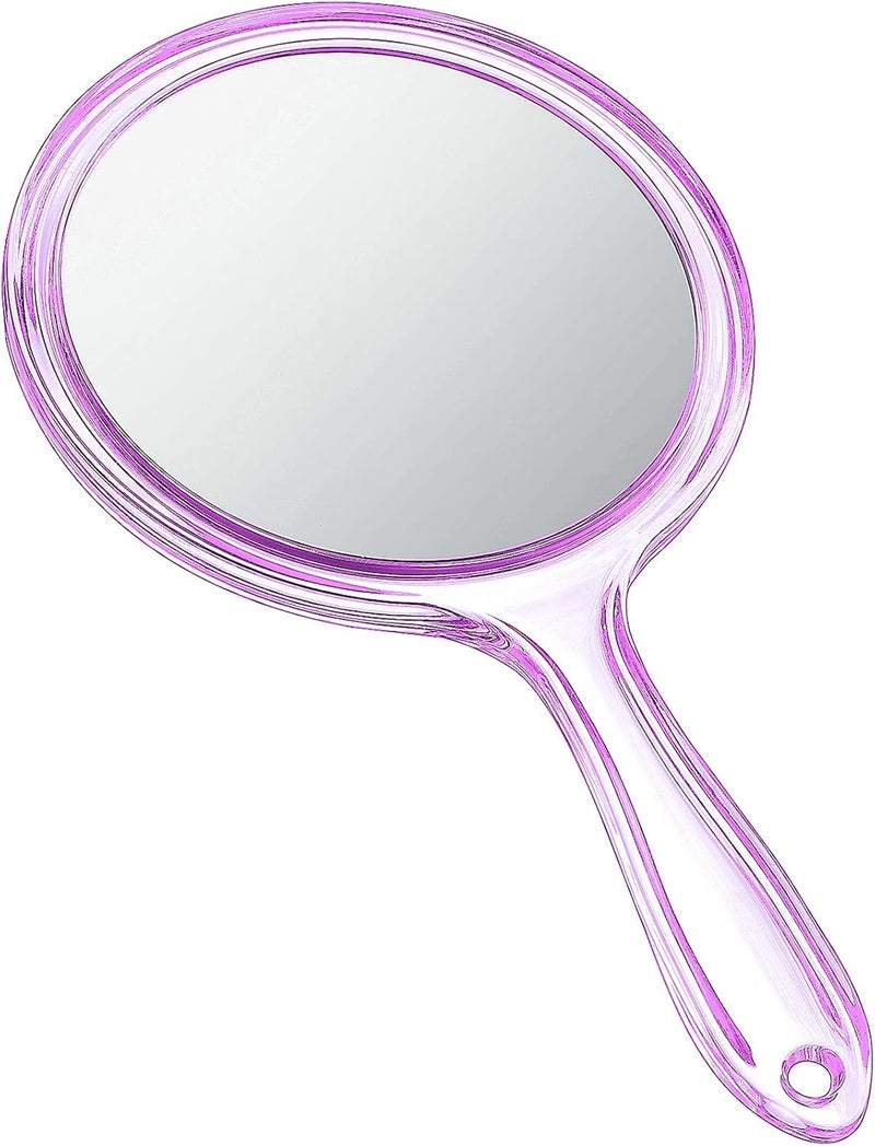 Jetec Hand Mirror Double Sided Handheld Mirror 1X/ 2X Magnifying Mirror with Handle Mirror Rounded Shape Makeup Mirror (Purple)