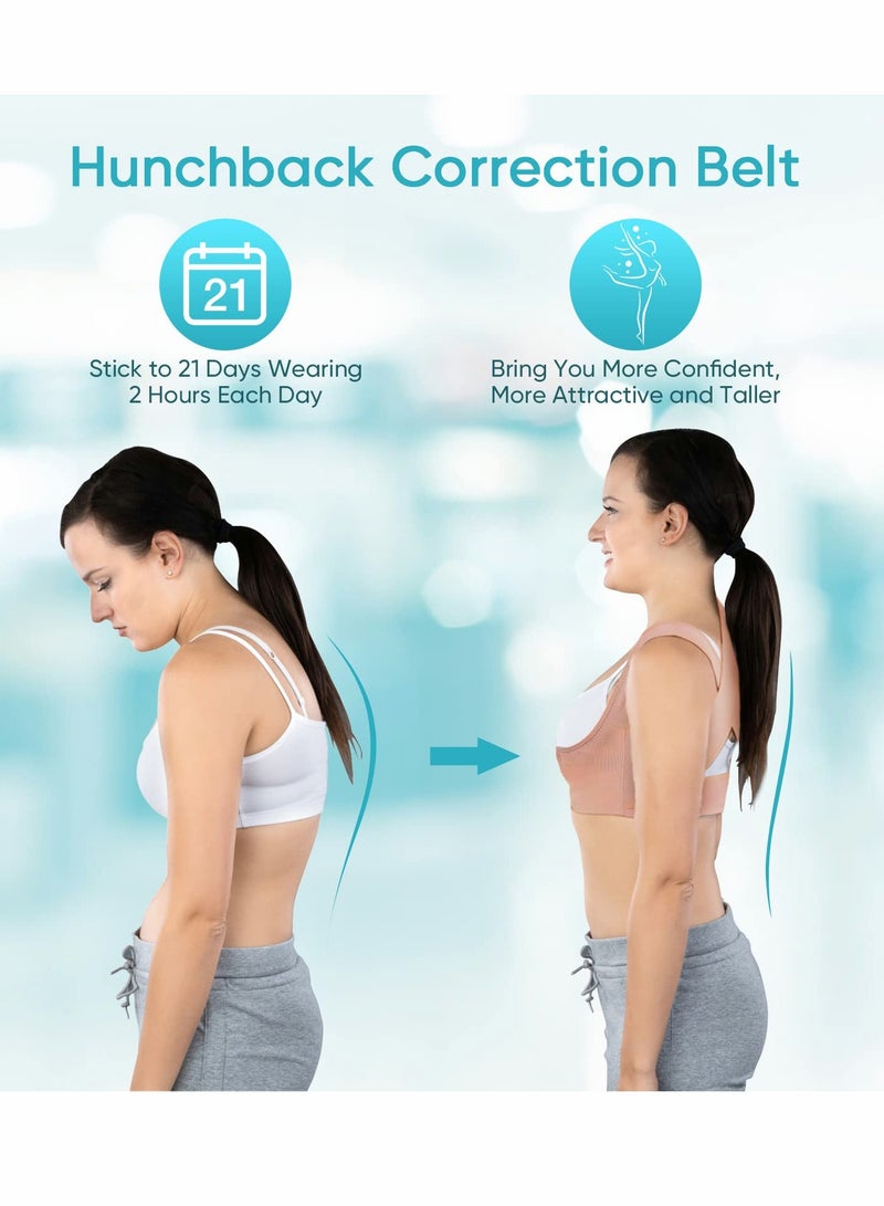 SYOSI Back Correction Strap, Adjustable Hunched Posture Corrector Belt, Adult Upper Back Brace, Bra Chest Support Belt, Correction Belt for Humpback Straight Holder Posture Correction, Beige (1PCS Beige,L) - Image 3