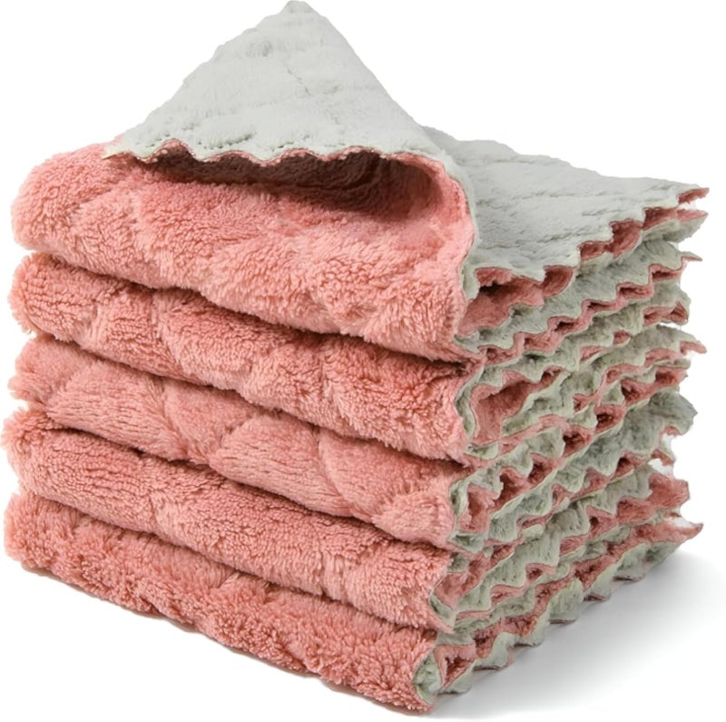 Dish Cloths - 20 Sets of High Quality Kitchen Dish Cloths, Super Absorbent Coral Fleece for Quick Drying and Soft Household Cleaning Needs.