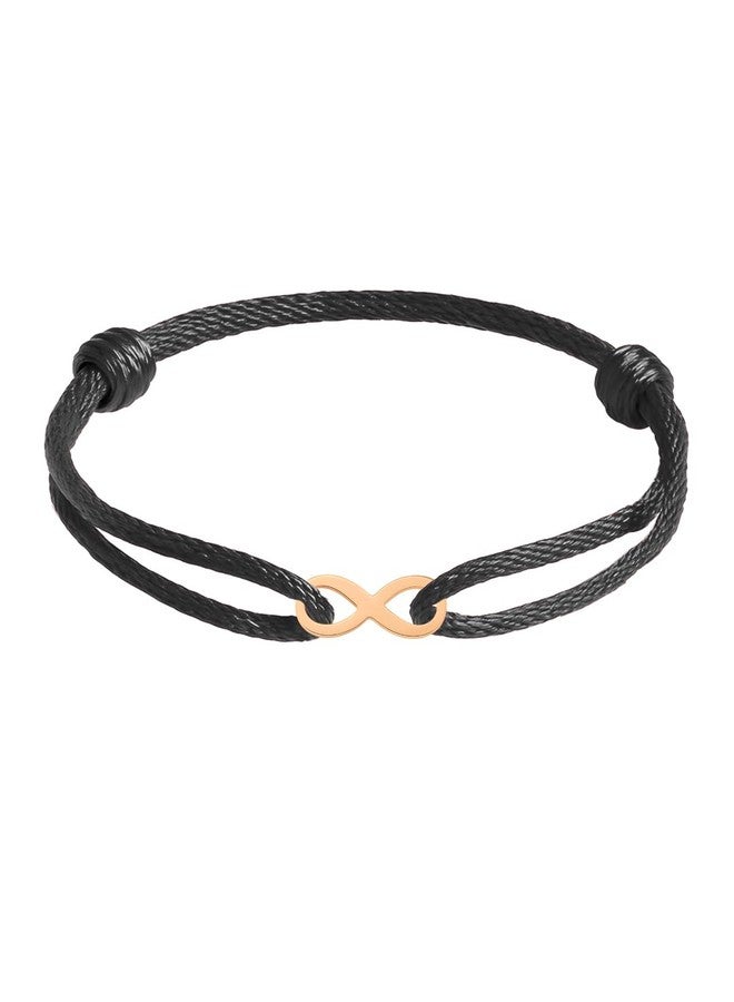 MINUTIAE Rose Gold Plated Infinity Sign Charm Cord Bracelets for Women and Men Handmade & Waterproof Silk Cord Adjustable Bracelet for Men and Women Boys And Girls Jewelry for Gift - Image 1