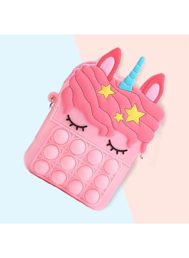 كانجلي حقيبة صغيرة عابرة بجسم صغير على شكل يونيكورن لعبة فidget Poppers حجم 5.3*3.3 بوصة - Image 2
