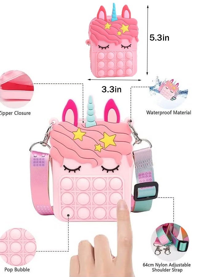 كانجلي حقيبة صغيرة عابرة بجسم صغير على شكل يونيكورن لعبة فidget Poppers حجم 5.3*3.3 بوصة - Image 5