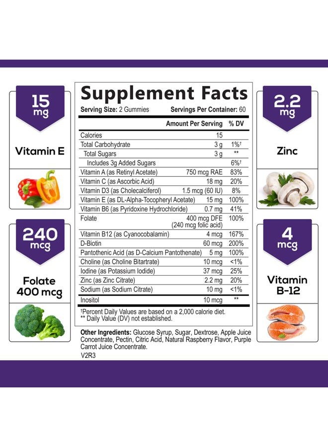 Nature's Choice Multivitamin Gummies - Nature's Daily Gummy Multivitamins for Adults, Women & Men with Vitamins A, C, E, B6, B12, and Minerals - Natural Multi Vitamin Supplement, Non-GMO, Berry Flavor - 120 Gummies - Image 2