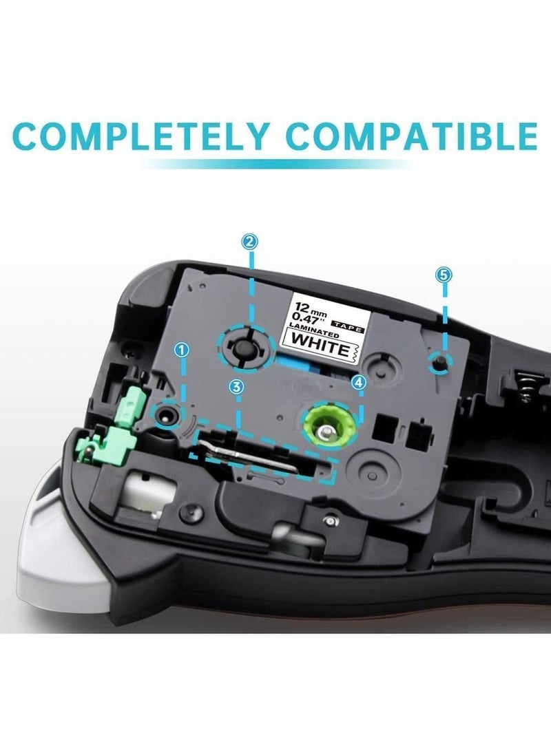 SKY 5-PCS 12mm x 8 meter   Black on White AZE231 TZe231   Laminated Tape for P Touch Label Printers PTH110 PTD210 and PTD400 - Image 2