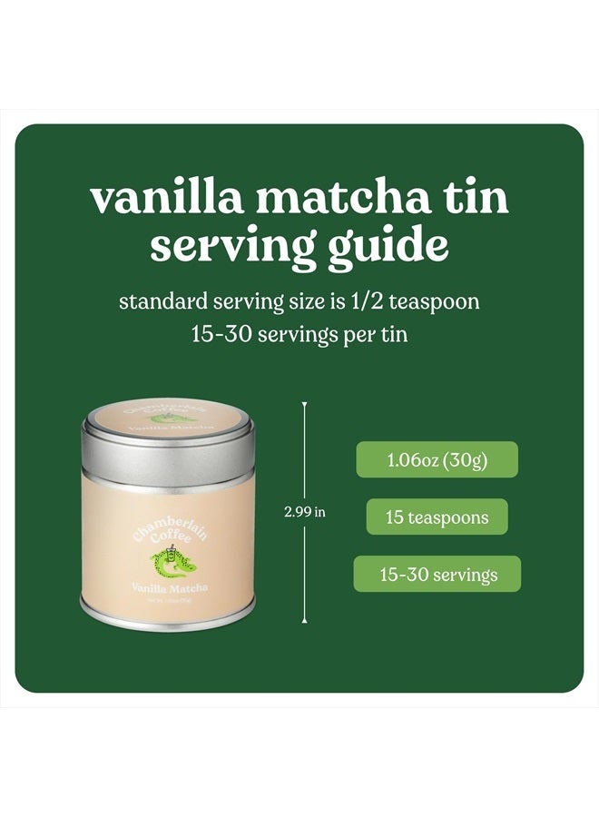 Chamberlain Coffee Vanilla Matcha Green Tea Powder - Madagascar Vanilla + Ceremonial Grade Matcha - Hot or Iced - Organic, Vegan & Gluten-Free Matcha Powder - 1.06 oz - Image 5