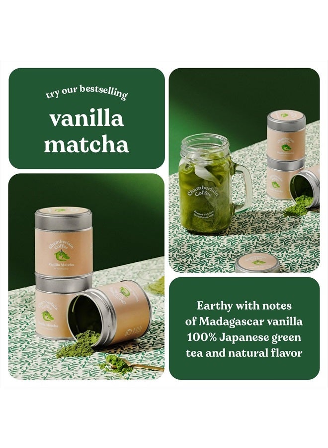 Chamberlain Coffee Vanilla Matcha Green Tea Powder - Madagascar Vanilla + Ceremonial Grade Matcha - Hot or Iced - Organic, Vegan & Gluten-Free Matcha Powder - 1.06 oz - Image 3