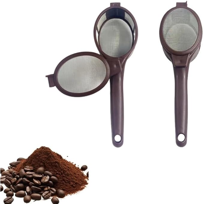 rayihni 2Pcs Coffee Filter Mesh Spoon Tea Strainer SpoonPortable Mesh Tea Filter Coffee And Tea Tools Kitchen AccessoriesRefillable Coffee Pods53 * 158 In - Image 1