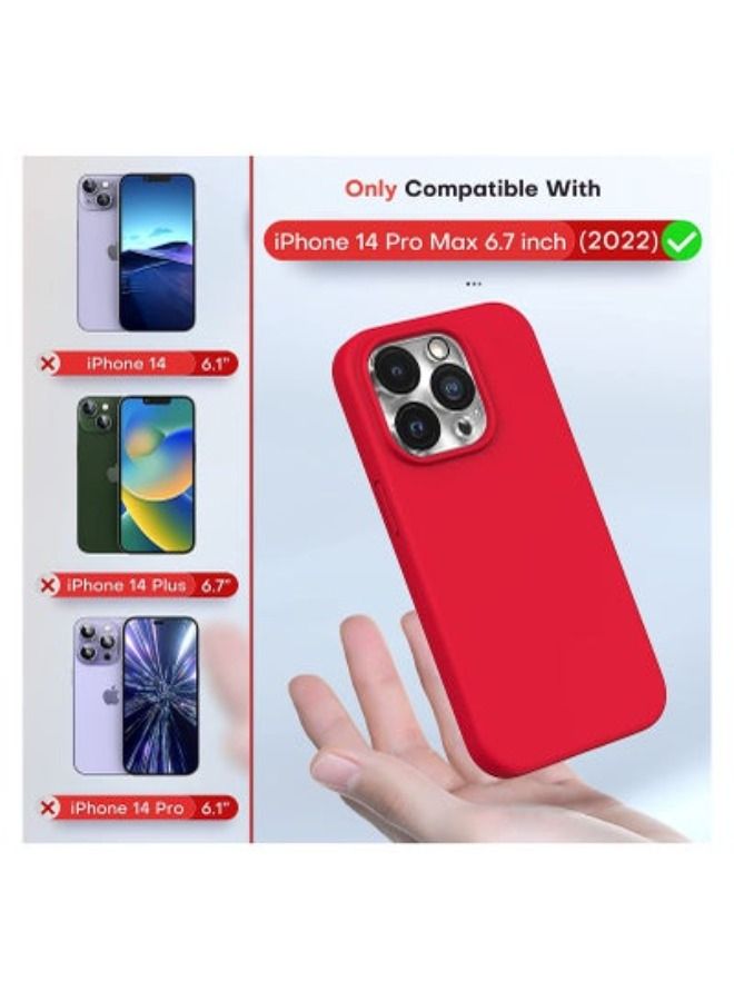 ACLIX Compatible with iPhone 14 Pro Max Case, Liquid Silicone Case, Full Body Protective Cover, Shockproof, Slim Phone Case, Anti-Scratch Soft Microfiber Lining, 6.7 inch (Red) - Image 2