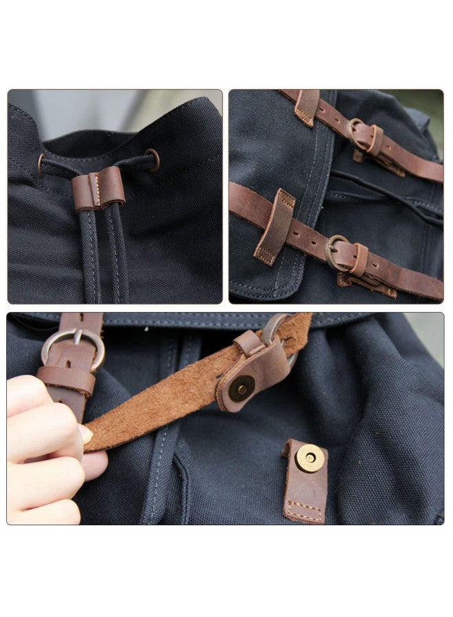 AUGUR AUGUR High Capacity Canvas Vintage Backpack - for Hiking Travel 12-15" Laptop Backapcks for Men Casual Daypacks School bag Rucksack (M-Black) - Image 1