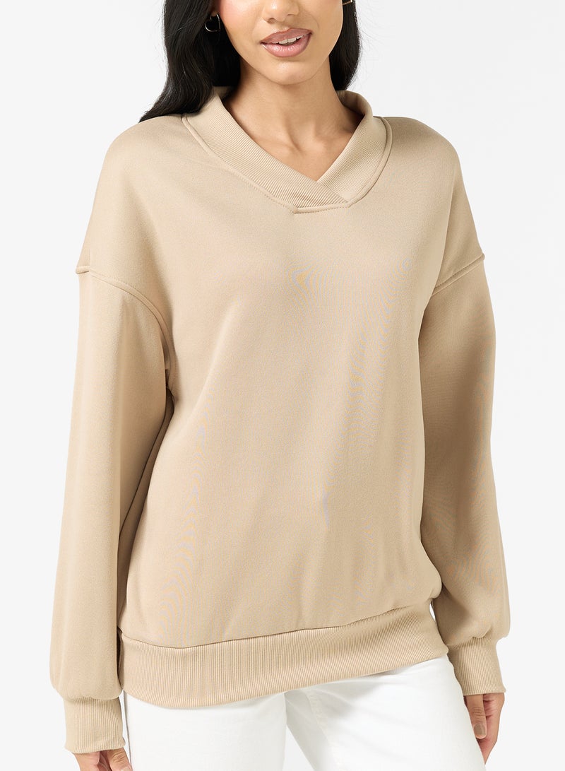Ginger Basics Soft Touch V Neck Oversize Sweatshirt - Image 3