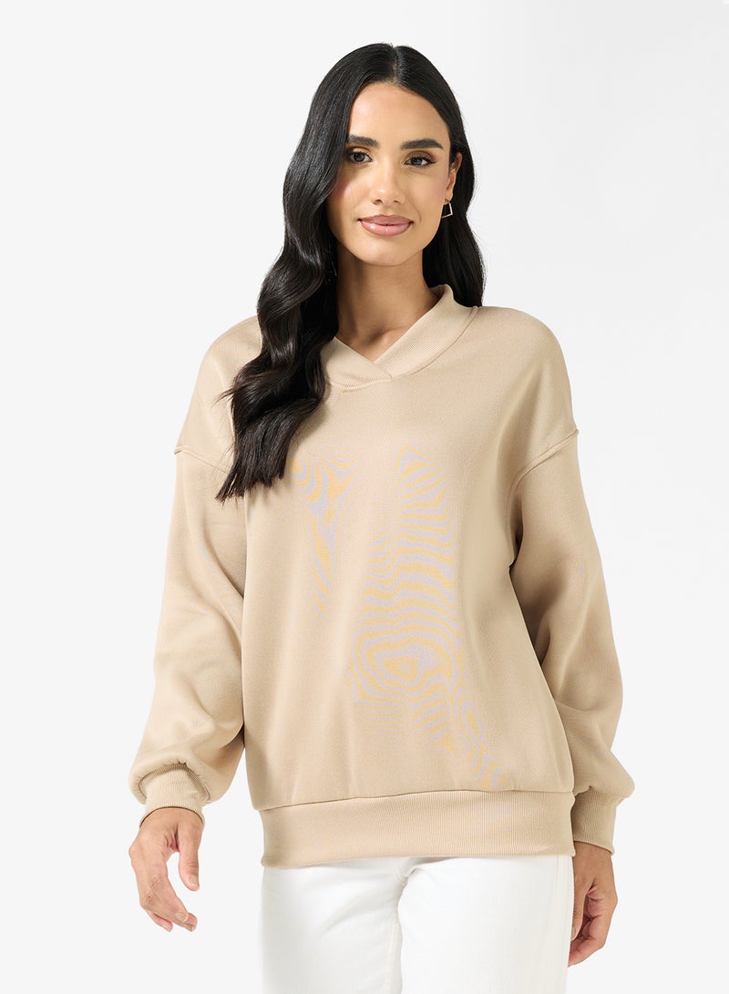Ginger Basics Soft Touch V Neck Oversize Sweatshirt - Image 1