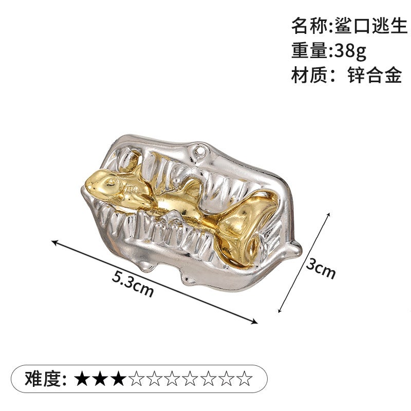 Magic Puzzle Gold Needle Horseshoe Square Lock Unlock Luban Lock Burn Brain Kong Ming Lock Triangle Chain High Iq Take Things - Image 1