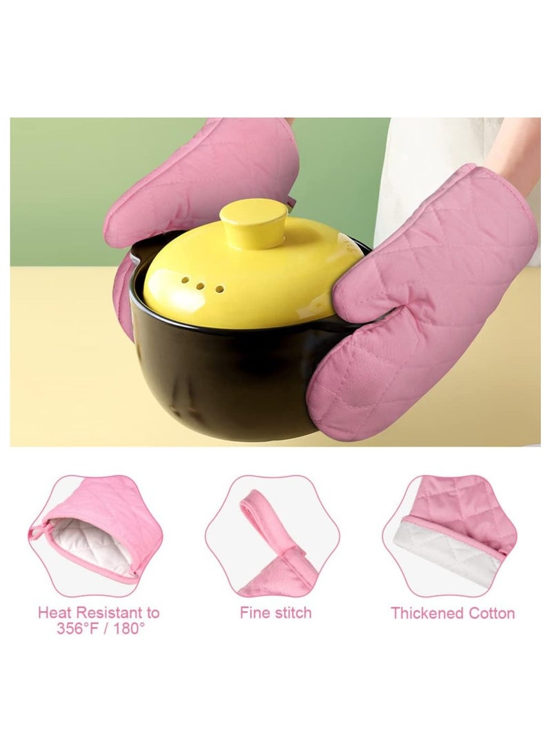 KASTWAVE Oven Mitts - 2 Pcs Heat Resistant Kitchen Gloves for Oven, Non-Slip BBQ Mittens with Infill Cotton for Grilling/Baking/Cooking -Enhance Your Culinary Experience with Cooking Gloves (Pink)  - Image 5