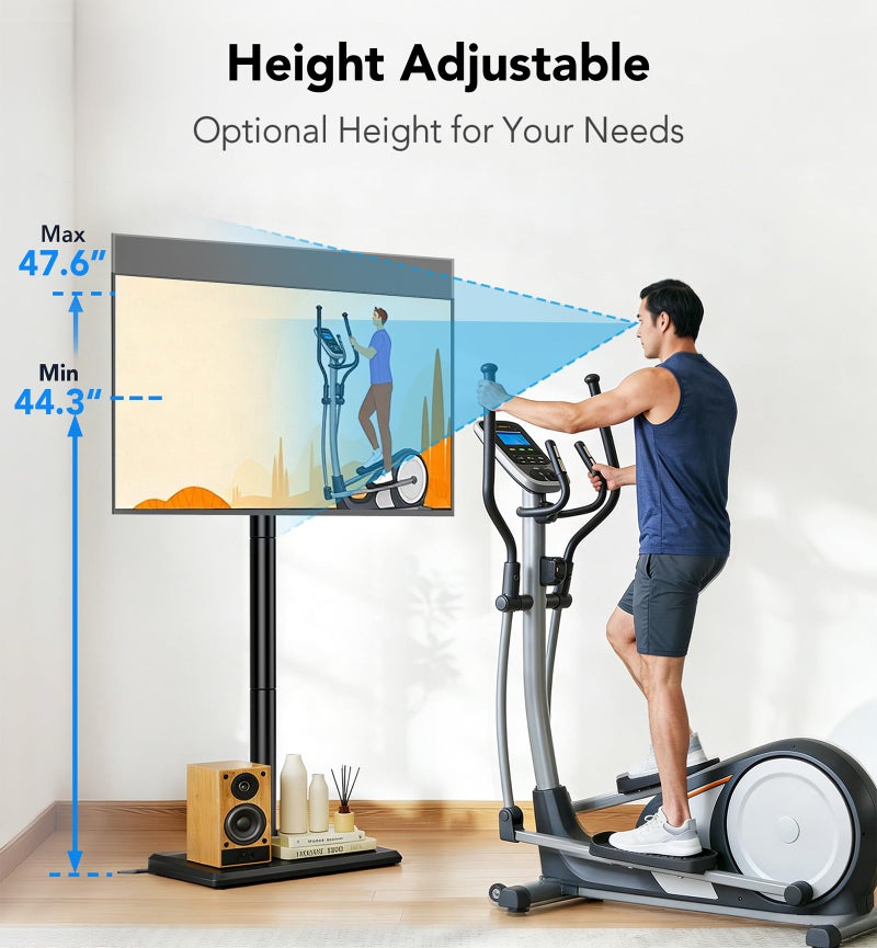 AX WABER Floor TV Stand with Mount for 26-55 inch TVs up to 77 lbs, Height Adjustable Swivel Tilt TV Stand with Wood Base, Saving Space Design for Bedroom, Living Room and Corner, Black - Image 4