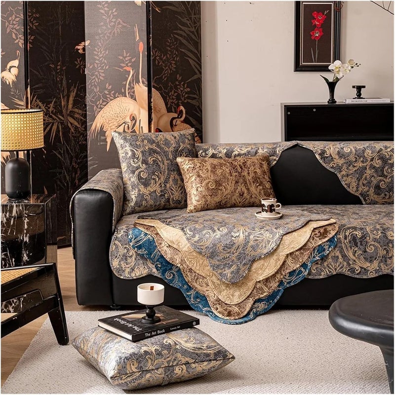 Vintage Sofa Cover Short Plush Bronzing Non-Slip Sofa Towel Cushions Seat Couch Cover Living Room Decor Household Dust Mat(Color 16,70x70cm 1pcs) - Image 2
