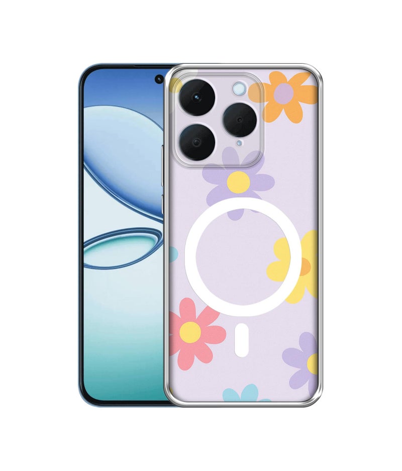 Casotec Case Cover for Realme 15T 5G / Narzo 90 5G Spring Daisy Garden Magnetic Ring Design (Not Magnetic Compatible) | UV Printed Soft TPU Shockproof Back Case for Realme 15T 5G / Narzo 90 5G - Image 1
