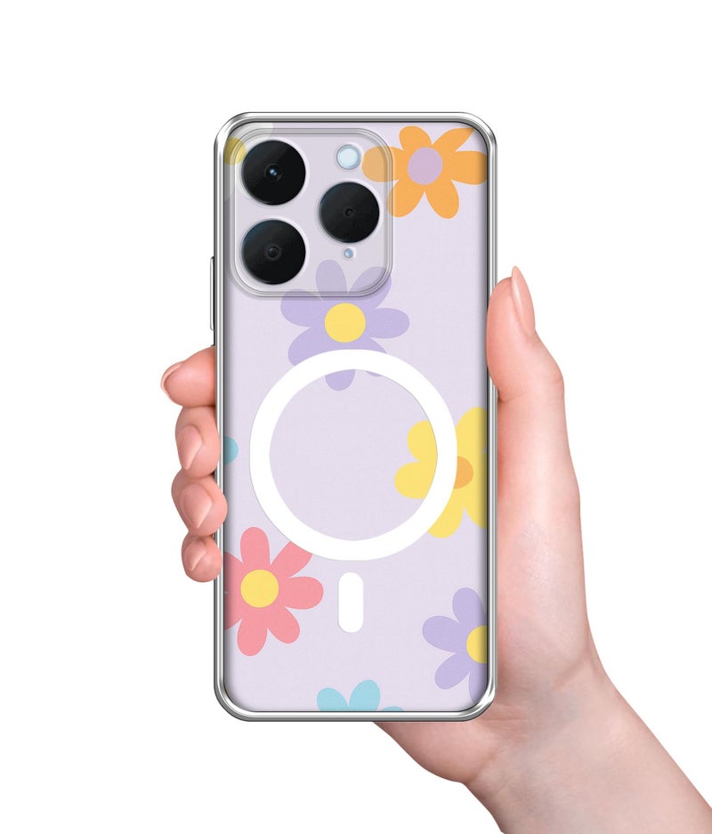 Casotec Case Cover for Realme 15T 5G / Narzo 90 5G Spring Daisy Garden Magnetic Ring Design (Not Magnetic Compatible) | UV Printed Soft TPU Shockproof Back Case for Realme 15T 5G / Narzo 90 5G - Image 3
