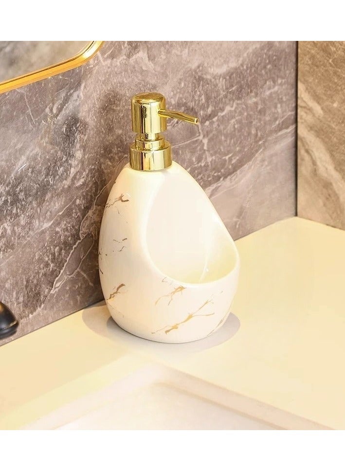 JiFENG Ceramic Liquid Dispenser 500ml  - Shampoo /Lotion/ Dispenser with Built-in soap Tray for  Bathroom, Hotel-Home(White)  - Image 1