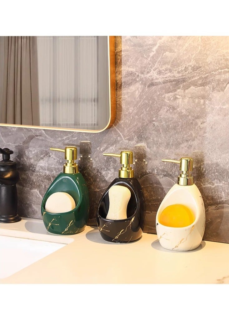 JiFENG Ceramic Liquid Dispenser 500ml  - Shampoo /Lotion/ Dispenser with Built-in soap Tray for  Bathroom, Hotel-Home(White)  - Image 2