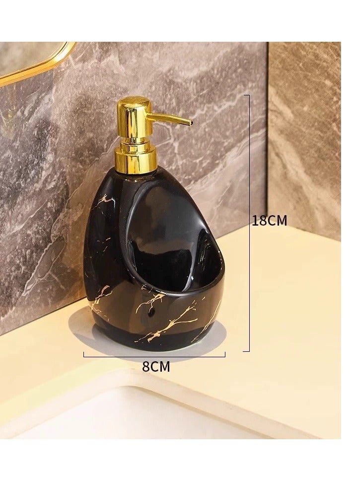 JiFENG خزان سائل خزفي 500 مل - موزع شامبو/لوشن مع صابونية مدمجة للحمامات، الفندق-المنزل (أبيض) - Image 4