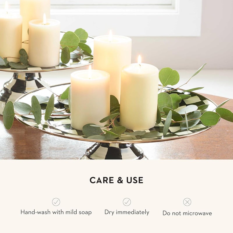 mackenzie childs طبق كعكة دائري كبير من ماكنزي تشايلدز بتصميم فحص المحكمة باللونين الأسود والأبيض - Image 5