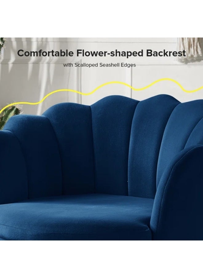 ALWASIT HOME Demetrius Single Seater Sofa Luxurious Design With Premium Fabric Best For Living Room For Hotel Velvet Fabric - Blue  - Image 2