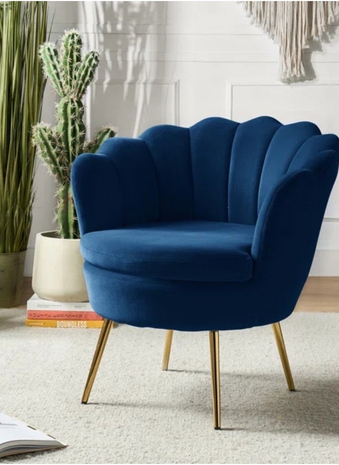ALWASIT HOME Demetrius Single Seater Sofa Luxurious Design With Premium Fabric Best For Living Room For Hotel Velvet Fabric - Blue  - Image 1