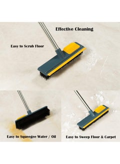 Arabest Cleaning Brush with Long Handle, Three Section Splicing Floor Scrub Brush,Stiff Bristle Brush Scrubber with Squeegee, Shower Scrubber Kit with Extendable Handle for Bathroom, Bathtub and Ceramic Tile  - Image 4