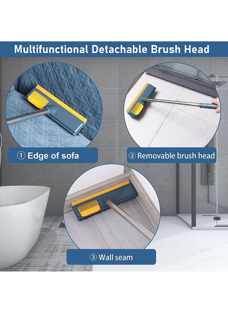 Cleaning Brush with Long Handle, Three Section Splicing Floor Scrub Brush,Stiff Bristle Brush Scrubber with Squeegee, Shower Scrubber Kit with Extendable Handle for Bathroom, Bathtub and Ceramic Tile