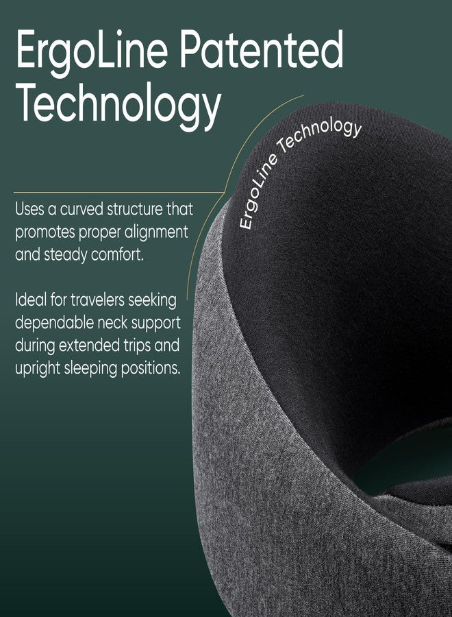 Proglobe Ash Black Memory Foam Travel Neck Pillow for Airplanes, Compact Plane Cushion for Long Flights with Soft Chin Support and Compression Bag, Comfortable Lightweight Air Travel Accessory - Image 2