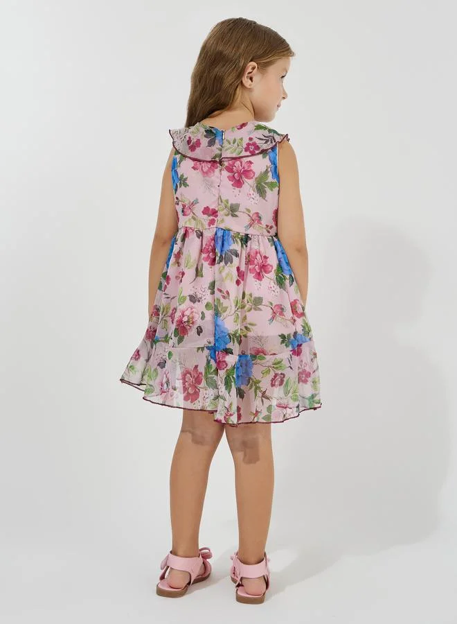 Styli Floral Print Wrap Front Dress