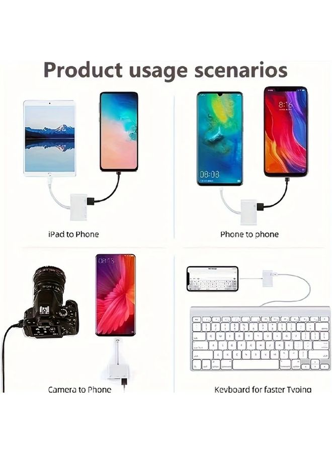 حزمة بيضاء من قطعتين قارئ بطاقة USB C SD TF 3 في 1 محول تخزين للهواتف وأجهزة الكمبيوتر المحمولة - Image 4