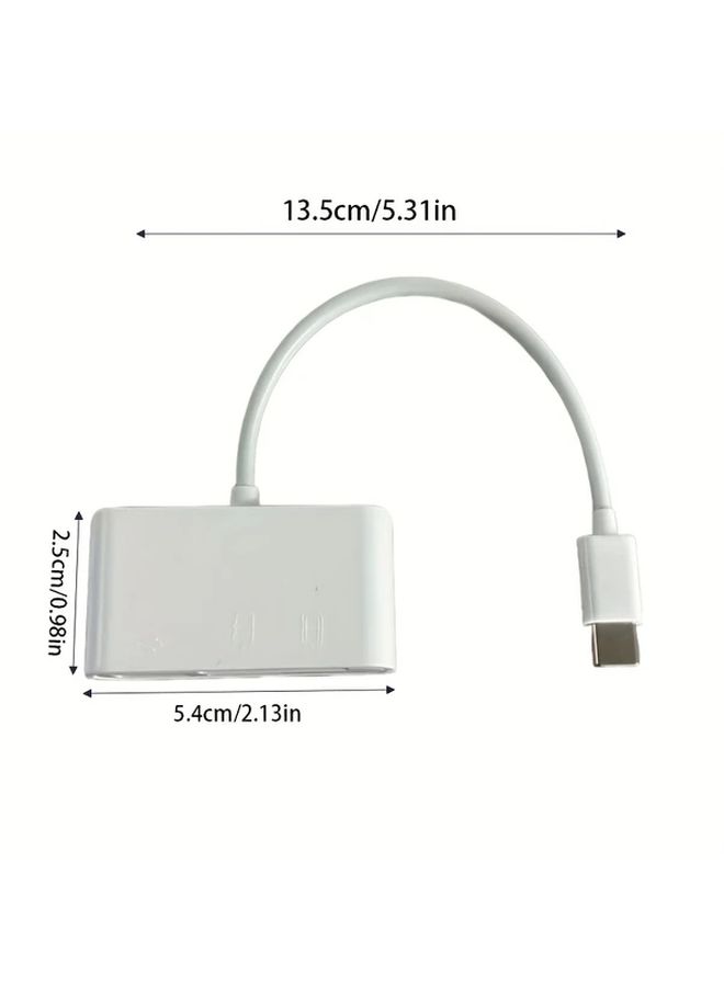 حزمة بيضاء من قطعتين قارئ بطاقة USB C SD TF 3 في 1 محول تخزين للهواتف وأجهزة الكمبيوتر المحمولة - Image 2