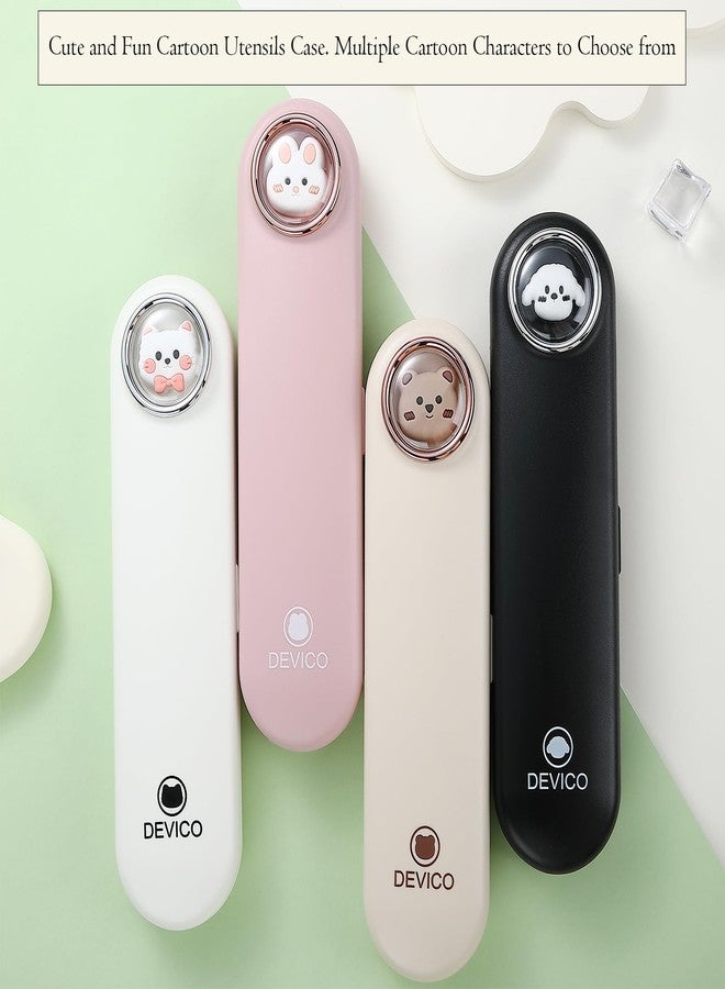 DEVICO Travel Utensils with Case Cute, Reusable Silverware for Lunch, Portable Cutlery Set, 18/8 Stainless Steel Fork Spoon Chopsticks in Cartoon Case, Dishwasher Safe - Image 5
