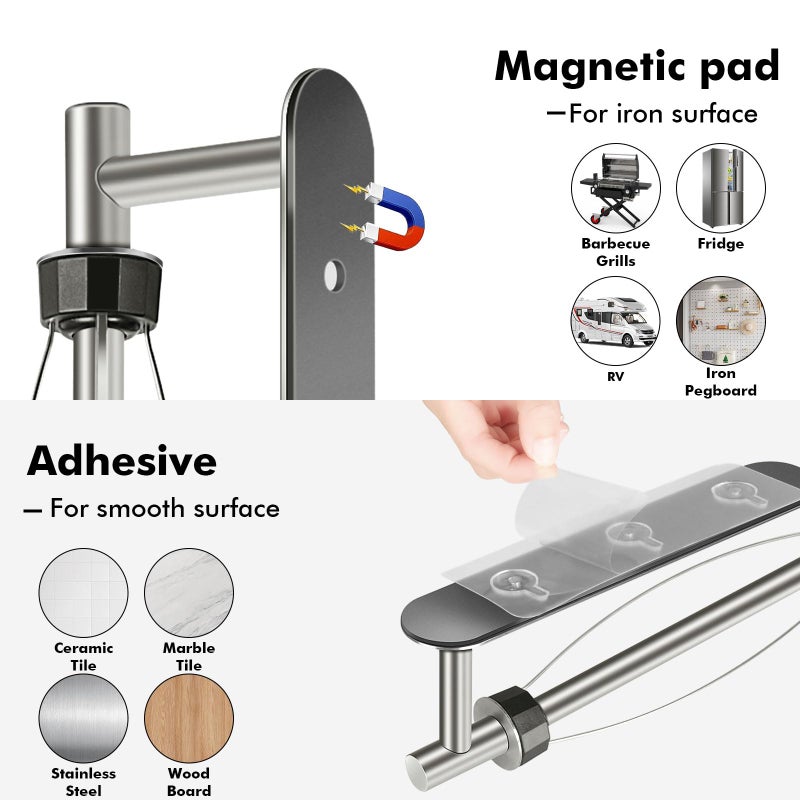 KIHOGEM Magnetic Paper Towel Holder, One Hand Operable Paper Towel Holder Wall Mount with Strong Magnetic Backing and Self-Adhesive for Kitchen Refrigerator RVs Grill Garage(Silver) - Image 5