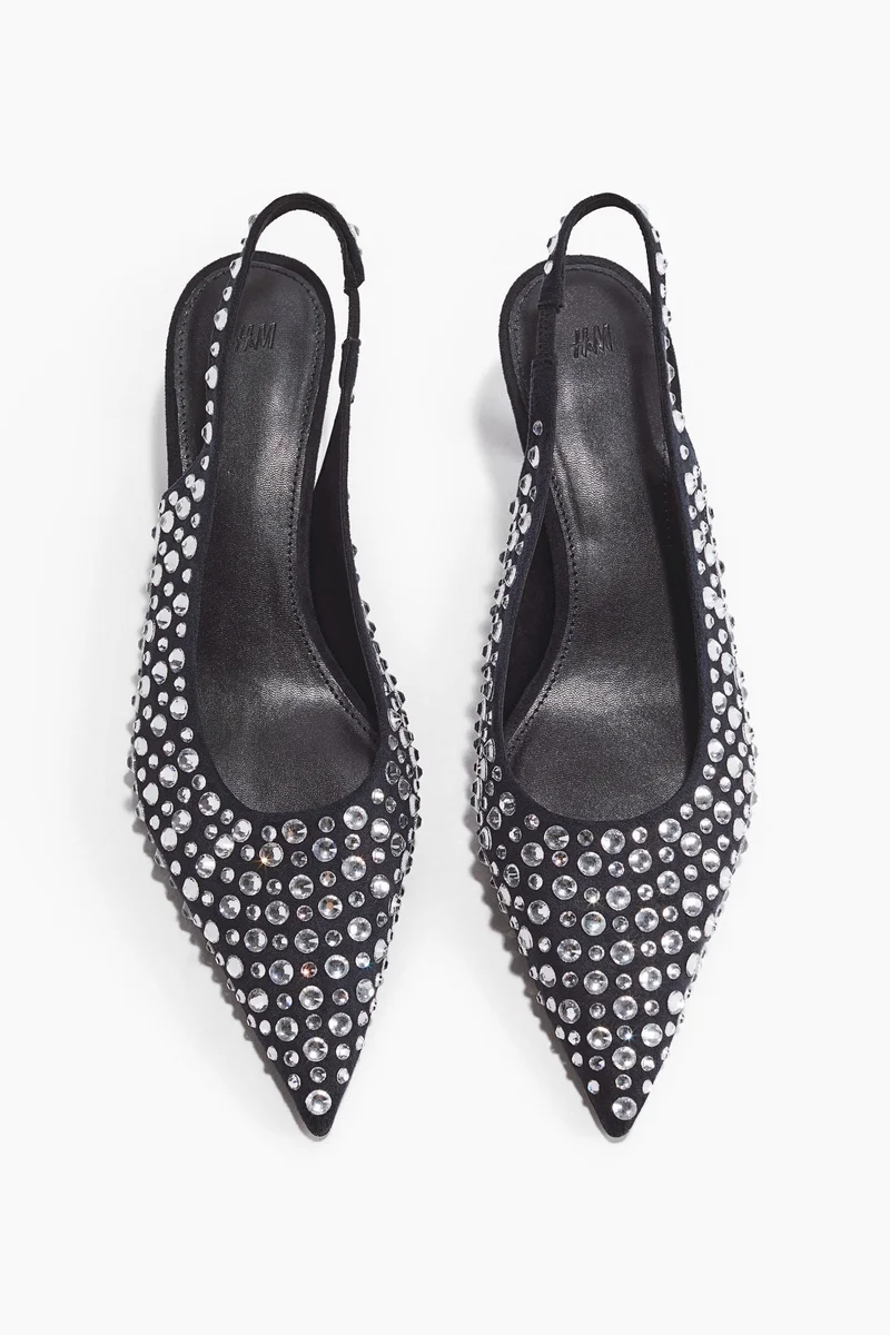 H&M Rhinestone-embellished slingback court shoes