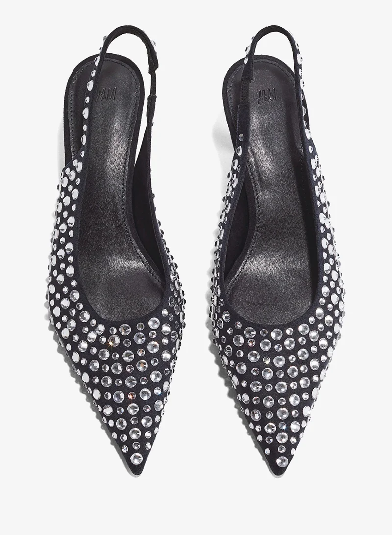 H&M Rhinestone-embellished slingback court shoes