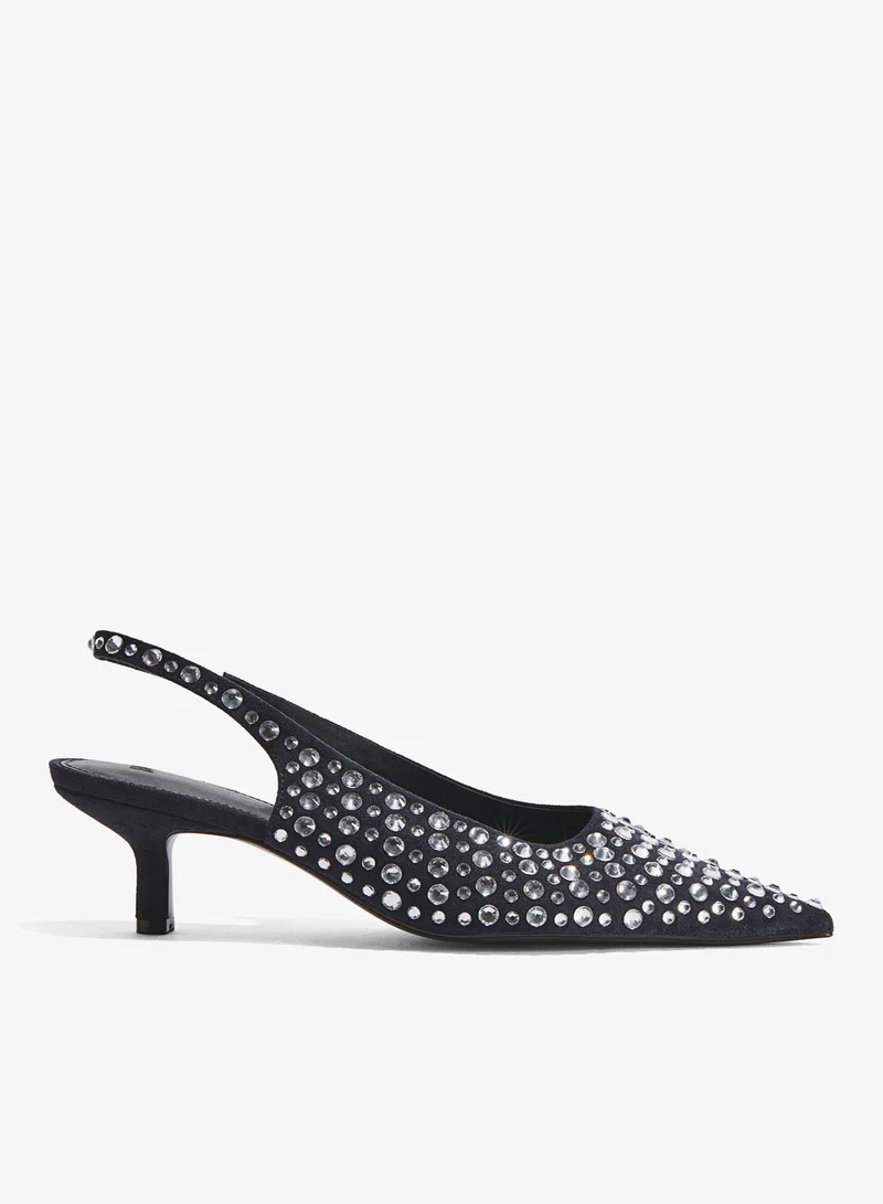 H&M Rhinestone-embellished slingback court shoes