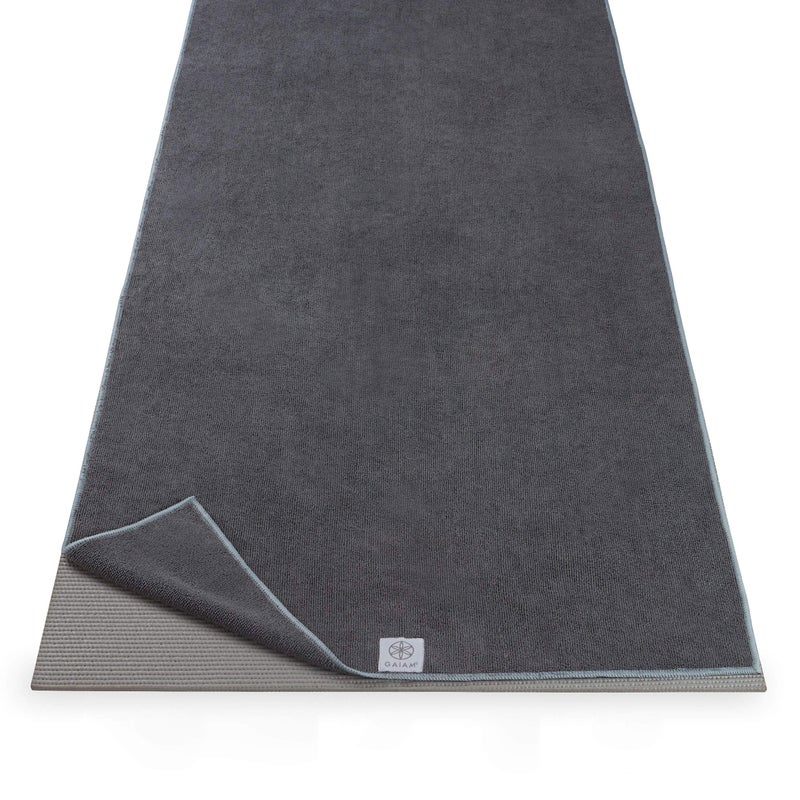 Gaiam Yoga Mat Towel Microfiber MatSized Yoga Towel for Hot Yoga 68 L x 24 W Folkstone Grey