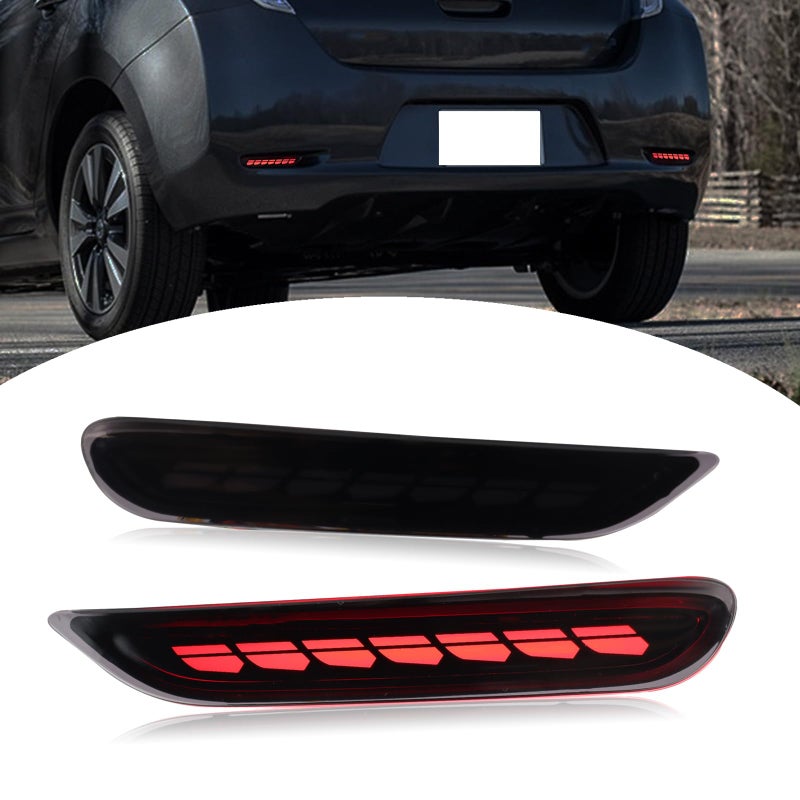 BINQIGOO Smoked Housing Full LED Rear Bumper Reflector Lights Sequential Turn Signal Brake Light DRL Kit For Infiniti Q50 QX56 QX60 Nissan Pathfinder RogueSmoked housing