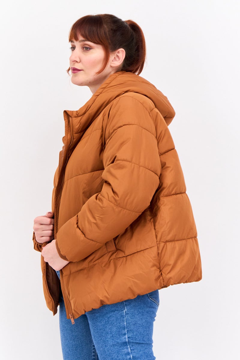Fire & Glory Women Quilted Puffer Jacket, Brown - Image 3