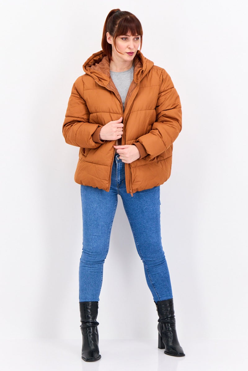 Fire & Glory Women Quilted Puffer Jacket, Brown - Image 4